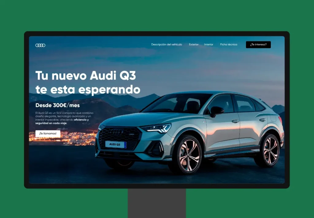 Diseño y desarrollo de página web profesional para Audi realizado por Seoyomi