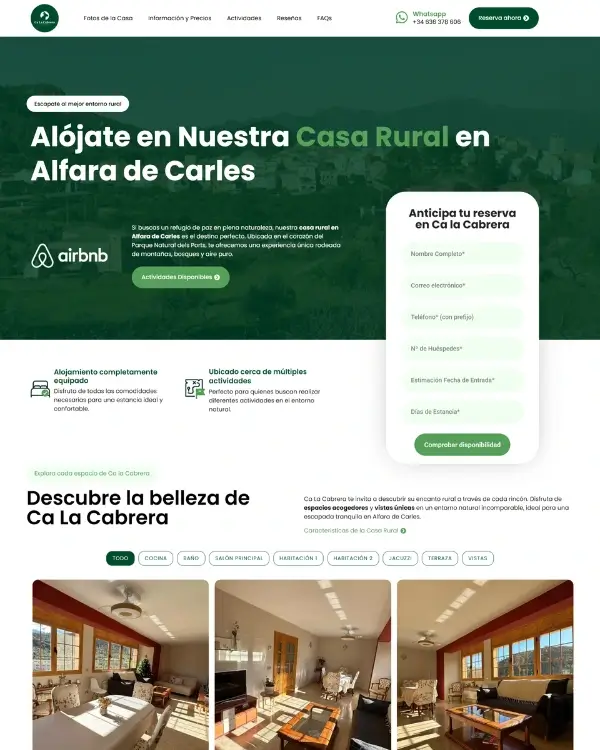 Diseño y desarrollo de página web profesional para el alojamiento rural Ca la Cabrera realizado por Seoyomi